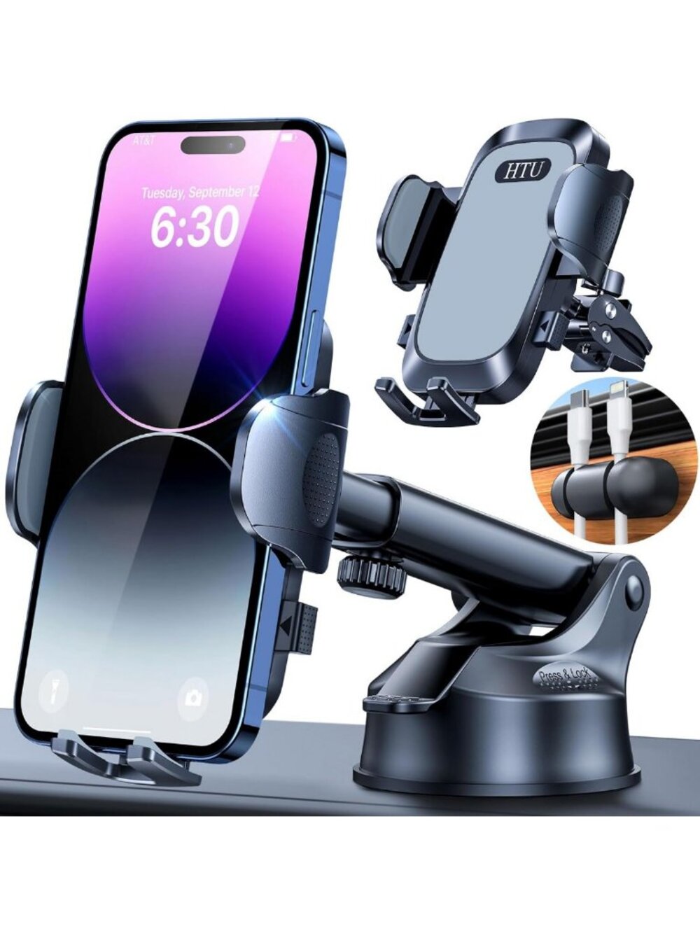 Strong Suction Car Phone Mount - Military-Grade Dashboard Holder for iPhone